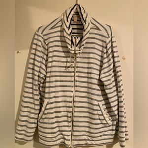 Michael Kors Striped Full Zip Up Long Sleeve Sweater Womens